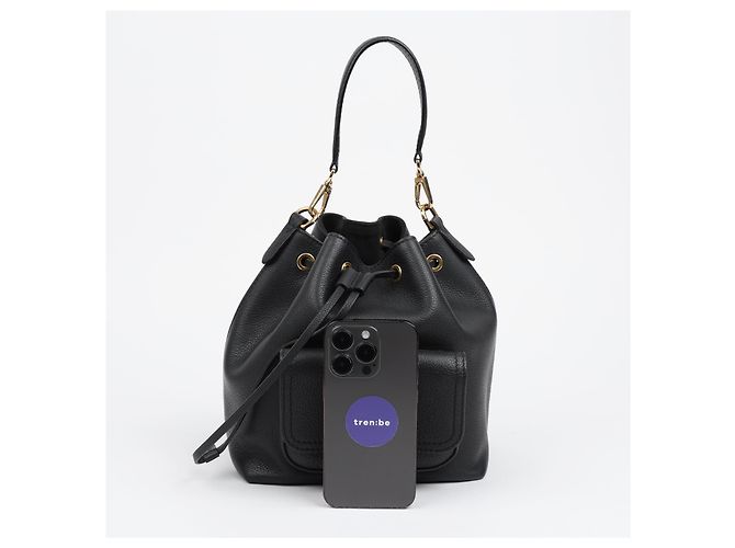 Bucket Louis Vuitton Borsa a secchiello tote in pelle nera - vista 13