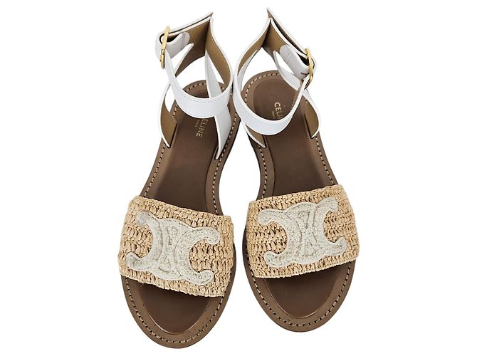 Sandali Céline con cinturino in rafia marrone - vista 2