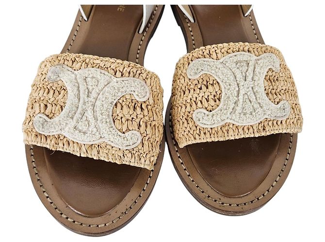 Sandali Céline con cinturino in rafia marrone - vista 3