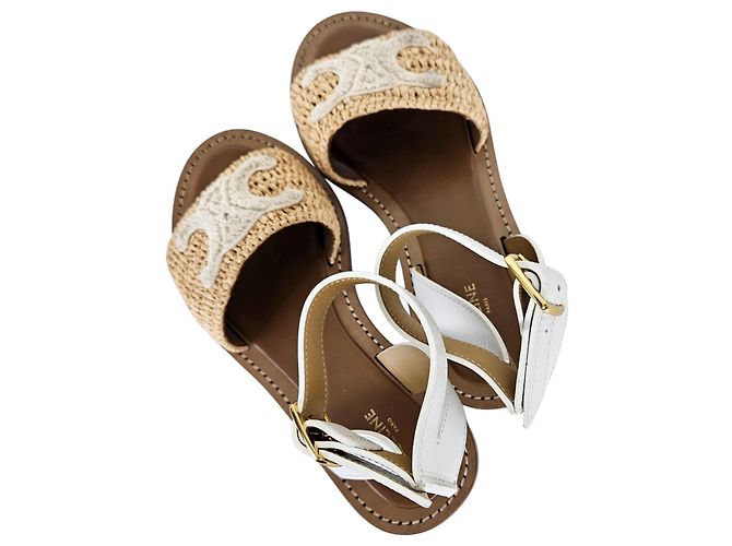 Sandali Céline con cinturino in rafia marrone - vista 4