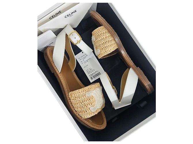 Sandali Céline con cinturino in rafia marrone - vista 9