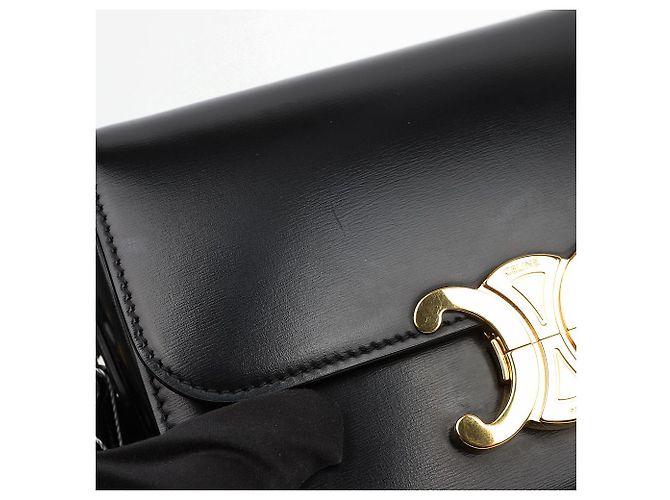 Céline Borsa a spalla Triope in vitello lucido da donna Nero - vista 2