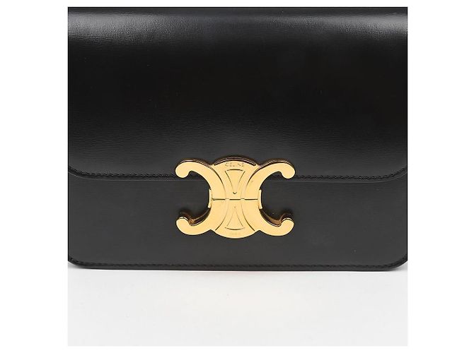 Céline Borsa a spalla Triope in vitello lucido da donna Nero - vista 3