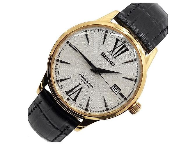 Seiko Relógio masculino com pulseira de couro automática - vista 2