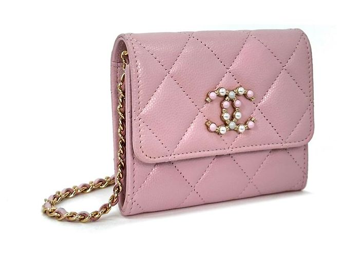 Chanel Münzbeutel aus Caviar-Leder mit Perle - Ansicht 3