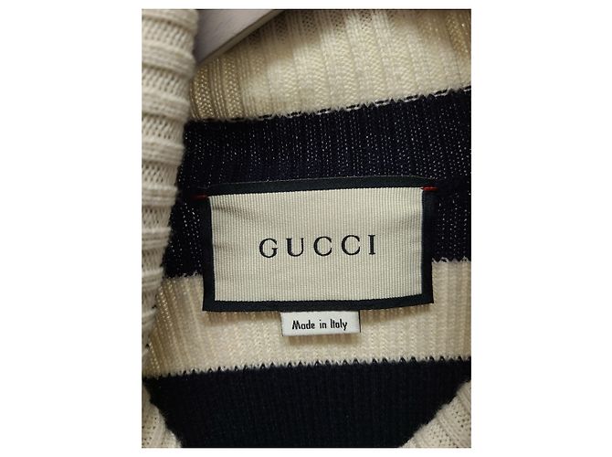 Gucci Rollkragenstrick mit Navy Ivory Streifen - Ansicht 4