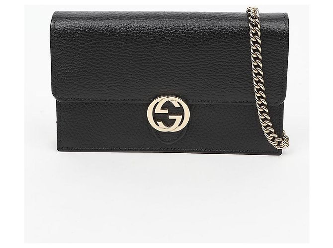 Gucci Portafoglio Crossbody Mini GG Chain Interlocking Nero - vista 2