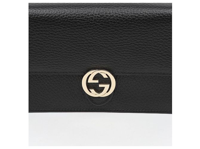 Gucci Portafoglio Crossbody Mini GG Chain Interlocking Nero - vista 3
