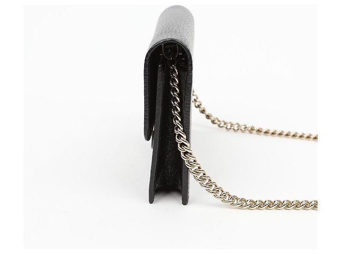 Gucci Portafoglio Crossbody Mini GG Chain Interlocking Nero - vista 5