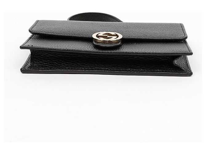 Gucci Portafoglio Crossbody Mini GG Chain Interlocking Nero - vista 6
