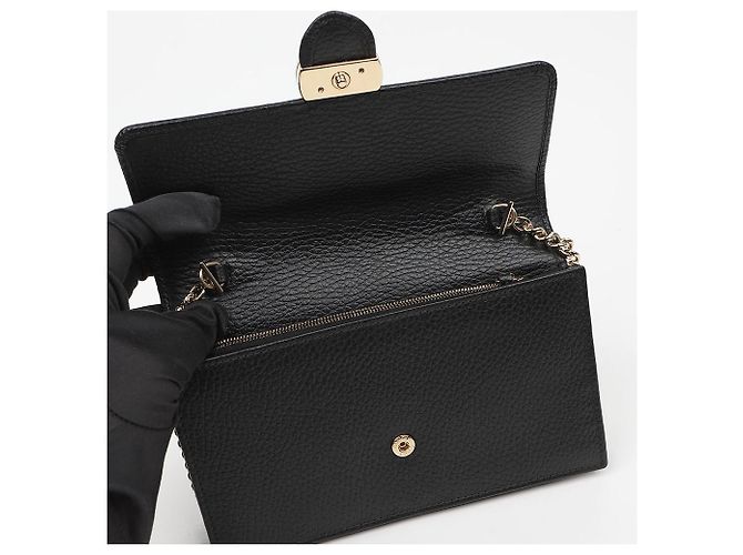 Gucci Portafoglio Crossbody Mini GG Chain Interlocking Nero - vista 7