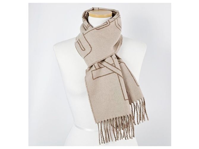 Hermès Sciarpa in cashmere Maroon Glacé - vista 10