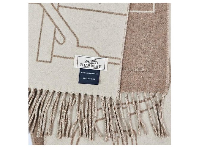 Hermès Sciarpa in cashmere Maroon Glacé - vista 11
