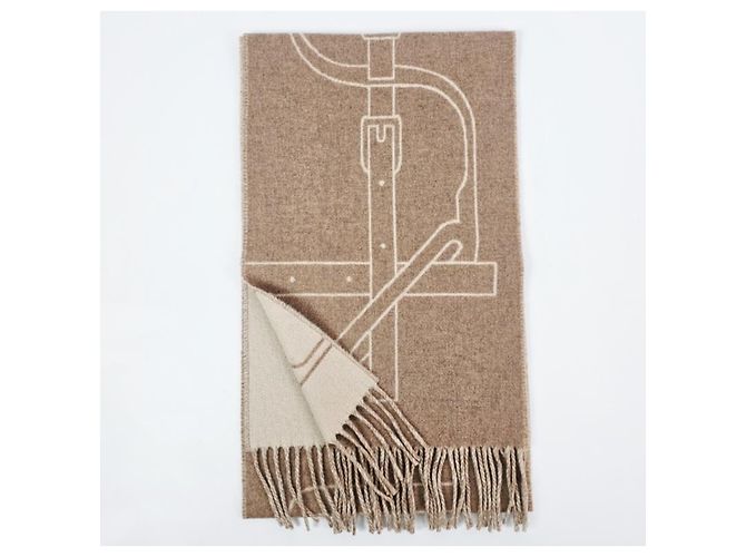 Hermès Sciarpa in cashmere Maroon Glacé - vista 5