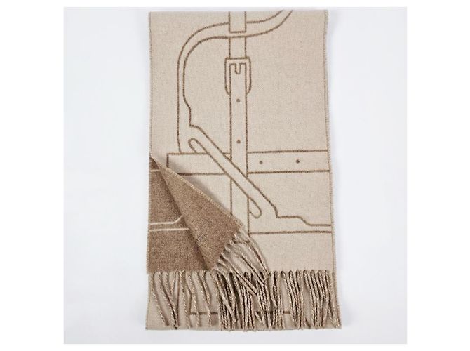 Hermès Sciarpa in cashmere Maroon Glacé - vista 7