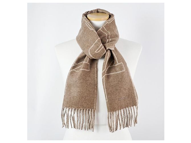 Hermès Sciarpa in cashmere Maroon Glacé - vista 9