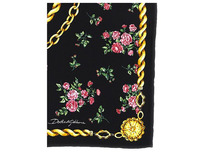 Sciarpa in seta Dolce & Gabbana Mazzolini di Rose Nera - vista 2