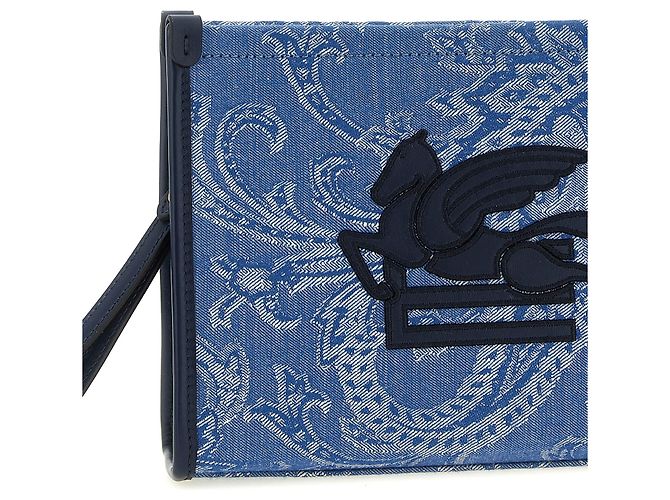 Etro Pochette in cotone blu - vista 3