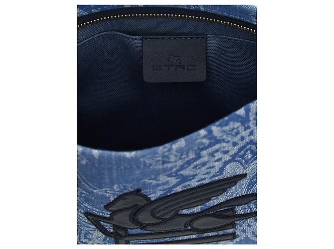 Etro Pochette in cotone blu - vista 4
