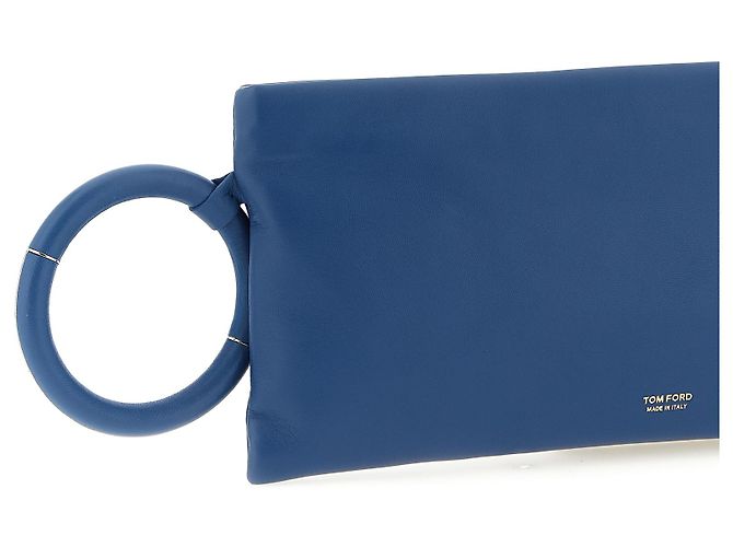 Tom Ford Clutch in pelle di agnello blu - vista 3