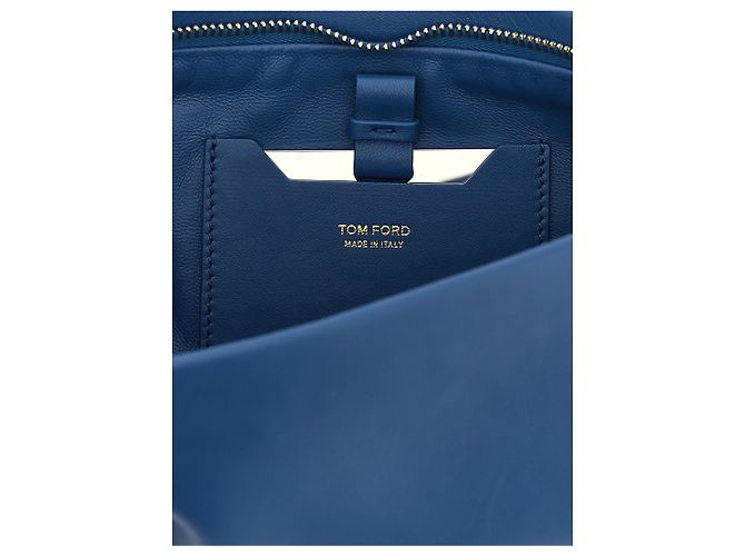 Tom Ford Clutch in pelle di agnello blu - vista 4