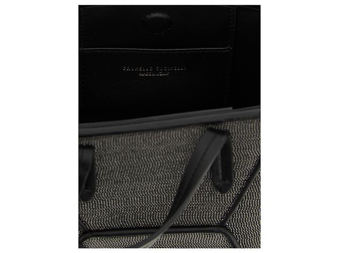 Borsa Duo Mini Precious in pelle nera Brunello Cucinelli - vista 4