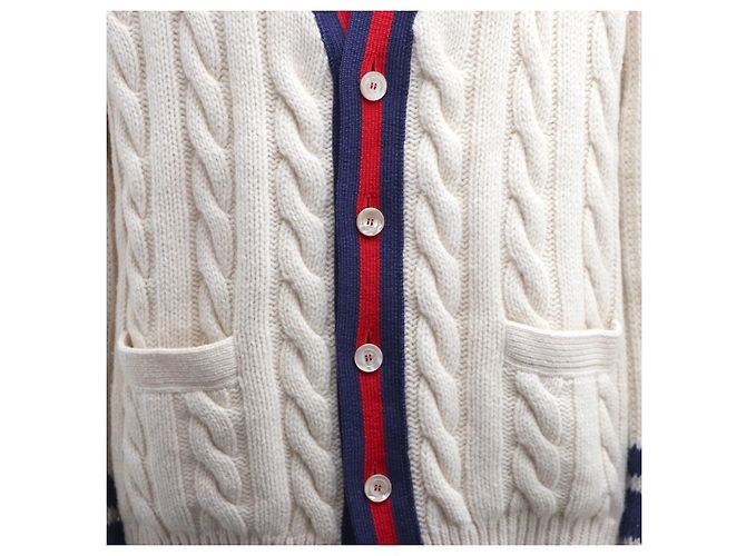 Gucci Strickjacke mit Zopfmuster Elfenbein Wolle - Ansicht 13