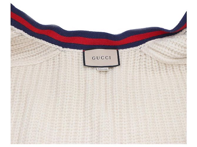 Gucci Strickjacke mit Zopfmuster Elfenbein Wolle - Ansicht 19