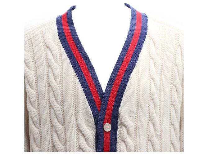 Gucci Strickjacke mit Zopfmuster Elfenbein Wolle - Ansicht 2