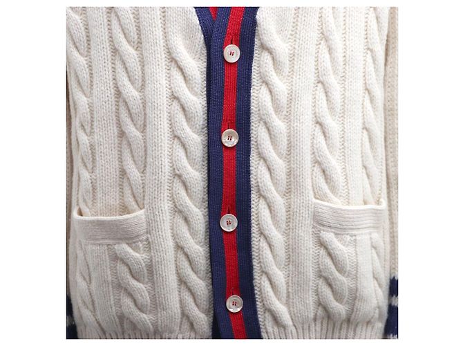 Gucci Strickjacke mit Zopfmuster Elfenbein Wolle - Ansicht 3