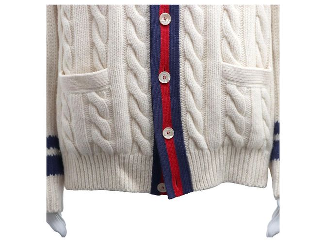 Gucci Strickjacke mit Zopfmuster Elfenbein Wolle - Ansicht 4