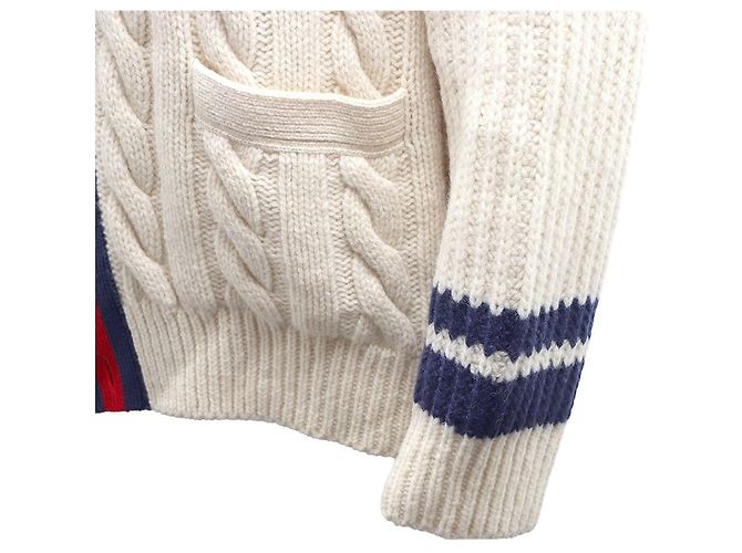 Gucci Strickjacke mit Zopfmuster Elfenbein Wolle - Ansicht 6