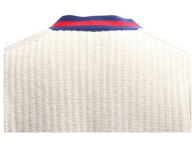 Gucci Strickjacke mit Zopfmuster Elfenbein Wolle - Ansicht 7