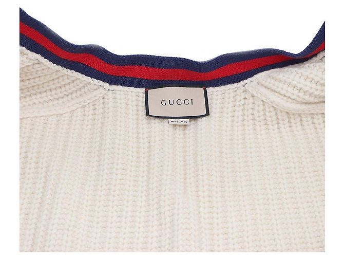 Gucci Strickjacke mit Zopfmuster Elfenbein Wolle - Ansicht 9