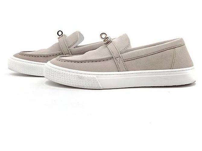 Slip-on Hermès Suede Game Beige - vista 3