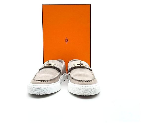 Slip-on Hermès Suede Game Beige - vista 7