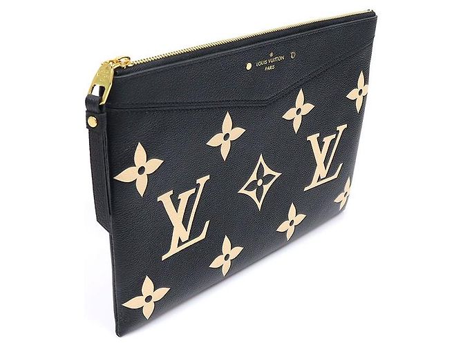 Louis Vuitton Clutch Daily Pouch Monogram Empreinte Bicolore Black Beige - vista 3