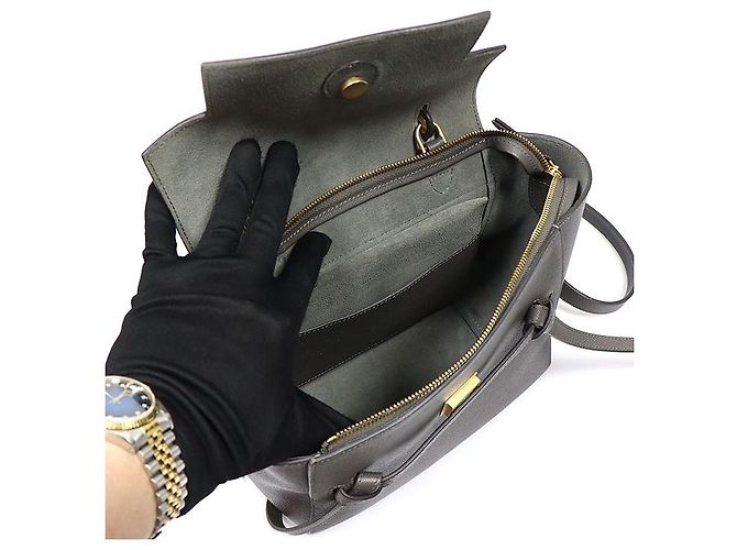 Belt Bag Céline Micro borsa cintura in vitello grana dark grey - vista 4