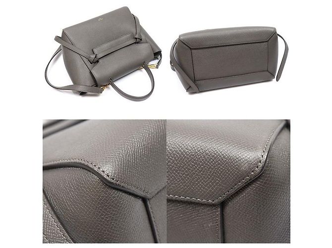 Belt Bag Céline Micro borsa cintura in vitello grana dark grey - vista 5