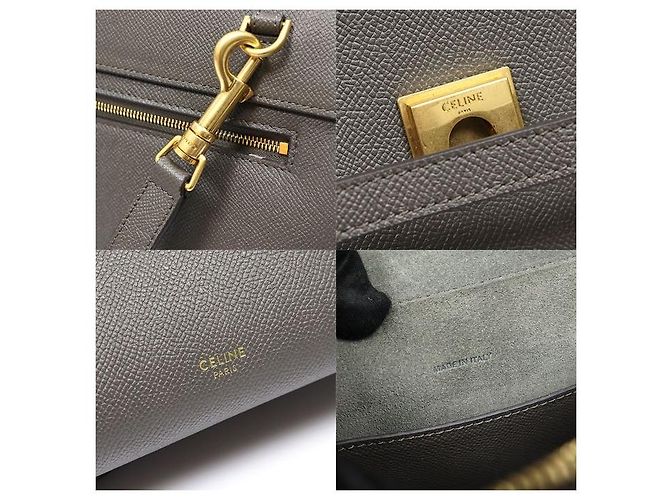 Belt Bag Céline Micro borsa cintura in vitello grana dark grey - vista 7