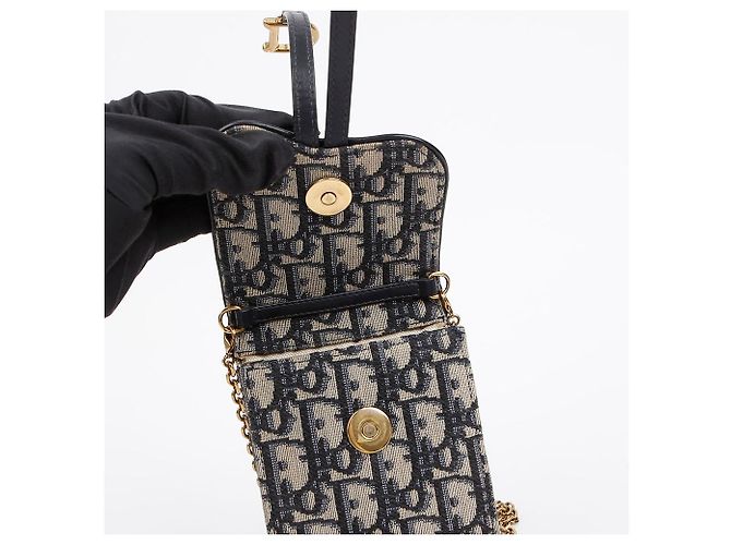Dior Saddle Verticale Oblique Jacquard Chain Strap Pouch Blau - Ansicht 10
