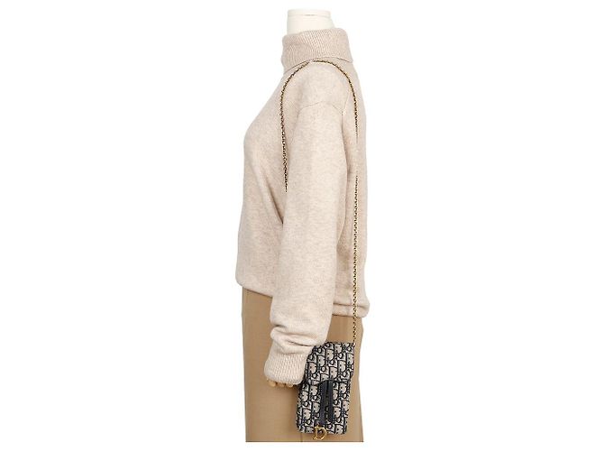 Dior Saddle Verticale Oblique Jacquard Chain Strap Pouch Blau - Ansicht 14