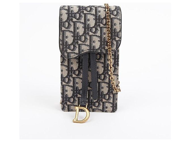 Dior Saddle Verticale Oblique Jacquard Chain Strap Pouch Blau - Ansicht 2