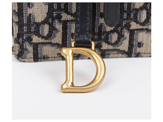 Dior Saddle Verticale Oblique Jacquard Chain Strap Pouch Blau - Ansicht 3