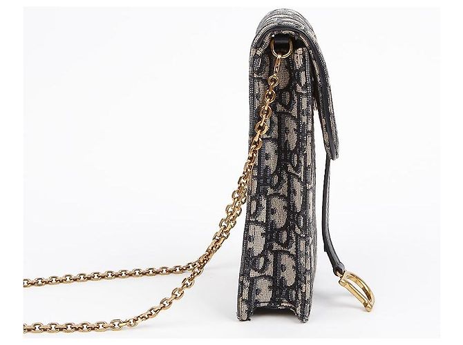 Dior Saddle Verticale Oblique Jacquard Chain Strap Pouch Blau - Ansicht 5