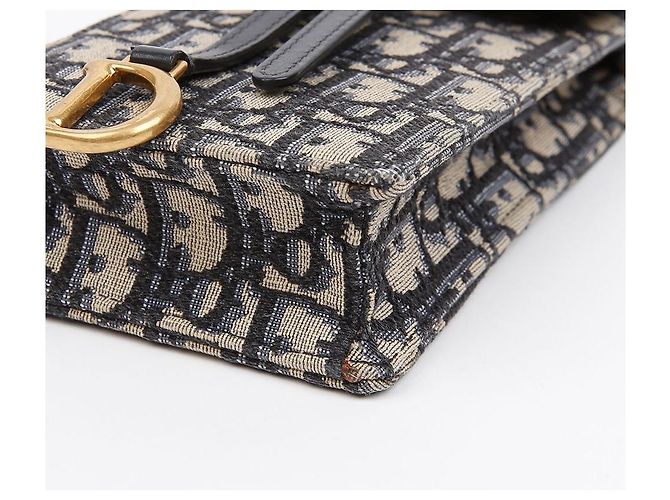 Dior Saddle Verticale Oblique Jacquard Chain Strap Pouch Blau - Ansicht 7