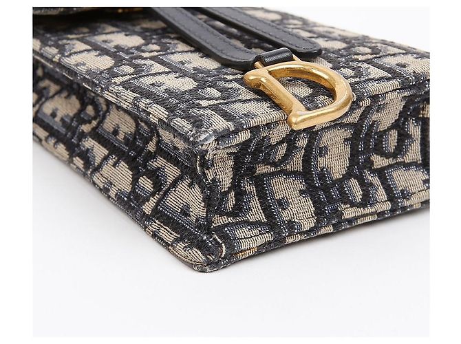 Dior Saddle Verticale Oblique Jacquard Chain Strap Pouch Blau - Ansicht 8