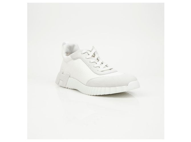 Sneakers Hermès Bouncing White in mesh - vista 2