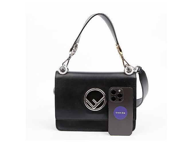 Fendi Borsa a spalla tote Kani in pelle nera - vista 10