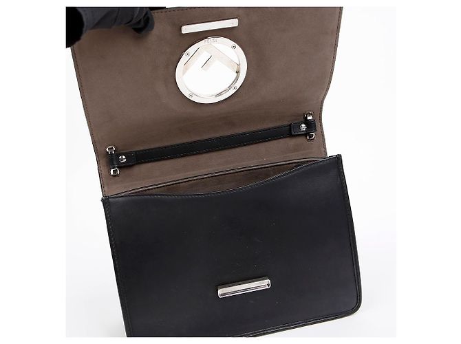 Fendi Borsa a spalla tote Kani in pelle nera - vista 11